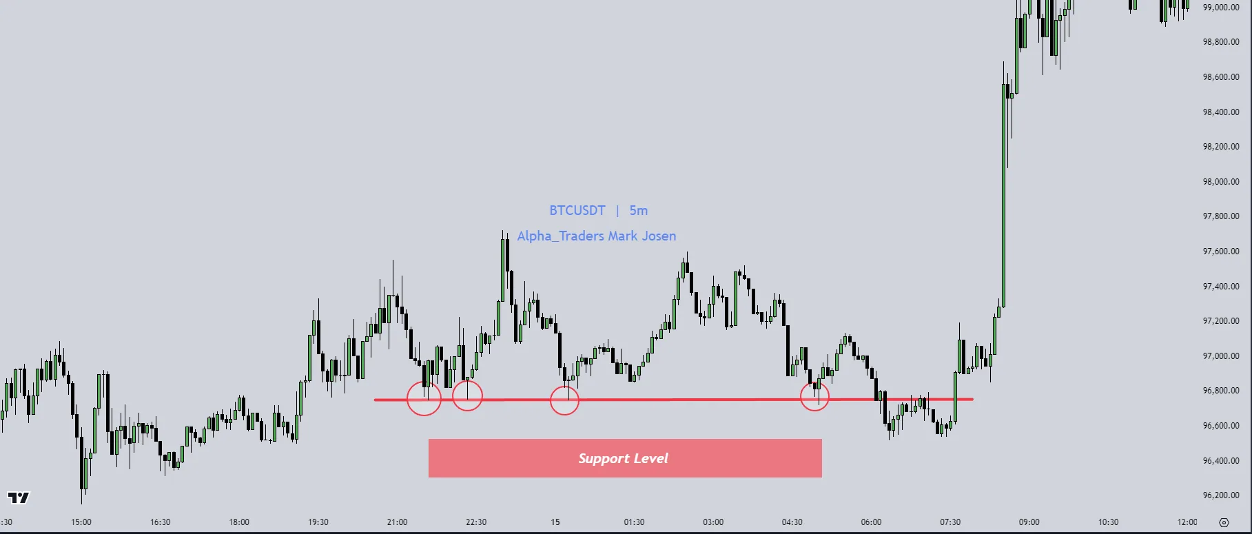 Support level reaction example